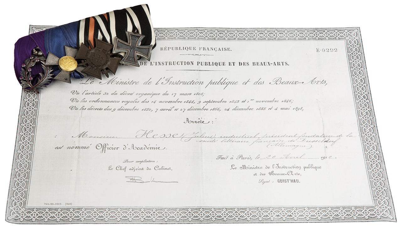 Decorations with certificate from Julius Hesse
